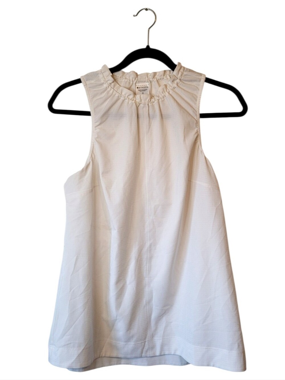 Athleta White Sleeveless Ruffle-Neck Drawstring Tank Size XS